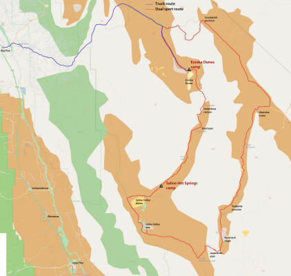 Death Valley dual sport route map