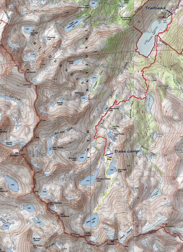 Sabrina lake basin topo map