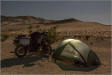 Motorcycle dune camp at night